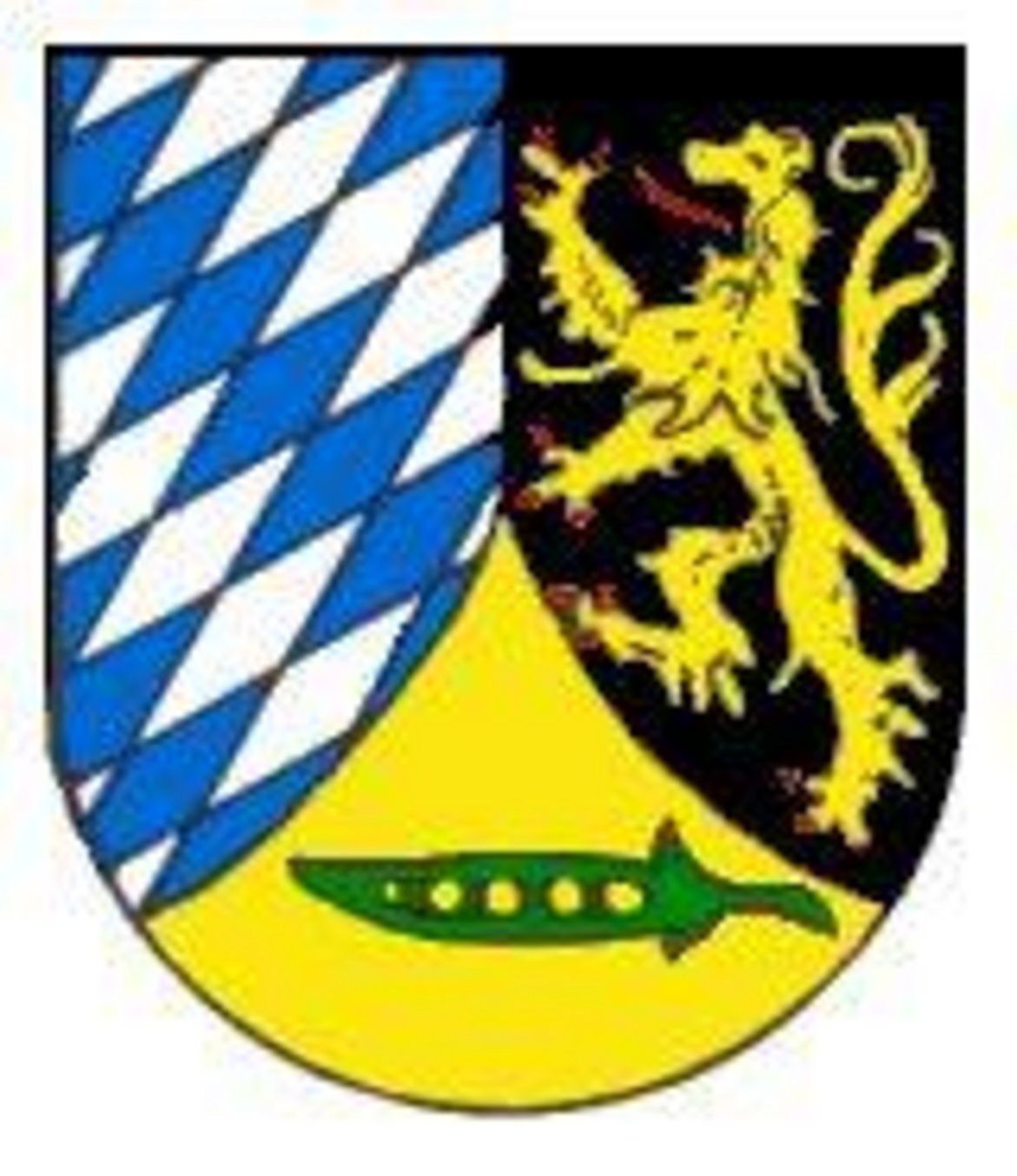 Wappen_Mittelschefflenz Mittelschefflenzer Wappen mit blau-weißen Rauten, pfälzischen Löwen und grüner Erbsenschote auf gelbem Hintergrund